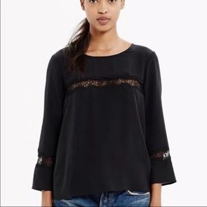 NWT Madewell 100% Silk Lace Inset Blouse